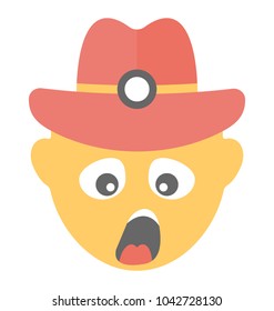 
Flat icon design of a smiley yawning
