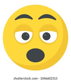 Flat icon design of a smiley yawning