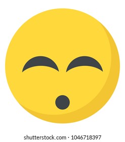 Flat icon design of a smiley yawning