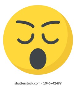 Flat icon design of a smiley yawning