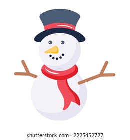 A flat icon design of snowman 