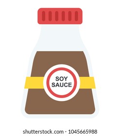 Flat icon design of soya sauce bottle