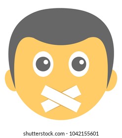 Flat icon design of speechless smiley