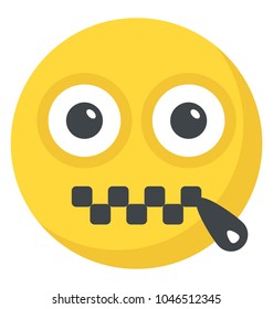 Flat icon design of speechless smiley