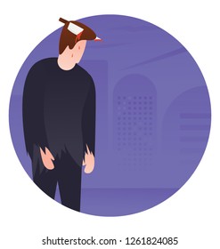 Flat icon design of spooky man