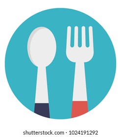 Flat icon design of a spoon and fork