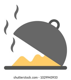 
Flat icon design of steam coming out of food platter
