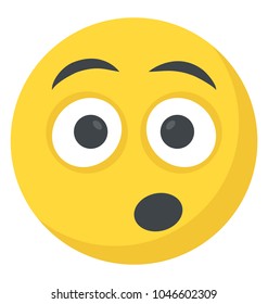 Flat icon design of surprised smiley