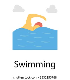 Flat icon design of swimming 