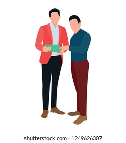 Flat icon design of teamwork, office staff