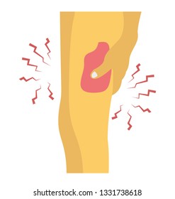 Flat icon design of thigh pain 