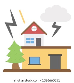 Flat icon design of thunderstorm 