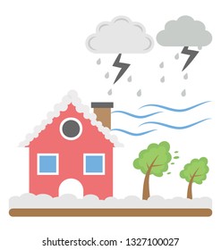 Flat icon design of thunderstorm 