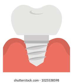 
Flat icon design of tooth Implant. 
