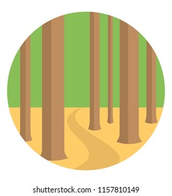 
A flat icon design of trees landscape or forest 
