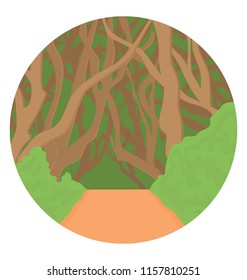 
A flat icon design of trees landscape or forest 
