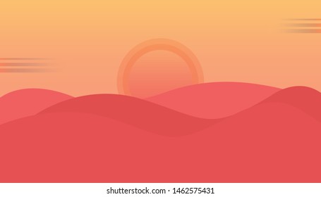  flat icon design under sunset sky background vector