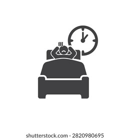 Flat icon design vector depicting insomnia, stress, and the inability to sleep.