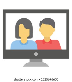 Flat icon design of video conferencing 