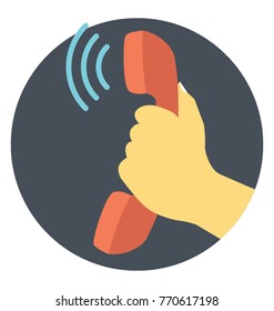 
Flat icon design of voice call over retro phone

