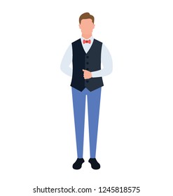 Flat icon design of waiter