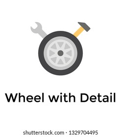 Flat icon design of wheel detailing 