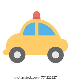 
Flat icon design of  a yellow toy car
