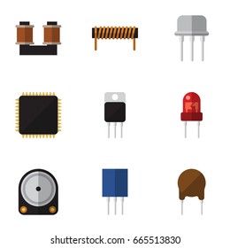 Flat Icon Device Set Of Coil Copper, Hdd, Cpu And Other Vector Objects. Also Includes Drive, Coil, Cpu Elements.