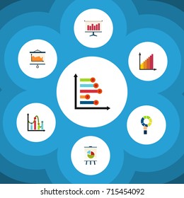 Flat Icon Diagram Set Of Chart, Pie Bar, Infographic And Other Vector Objects. Also Includes Canvas, Monitoring, Segment Elements.
