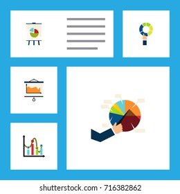Flat Icon Diagram Set Of Chart, Easel, Diagram And Other Vector Objects. Also Includes Pie, Diagram, Chart Elements.