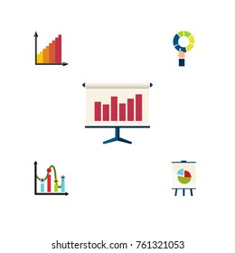 Flat Icon Diagram Set Of Chart, Monitoring, Pie Bar And Other Vector Objects. Also Includes Statistic, Chart, Diagram Elements.