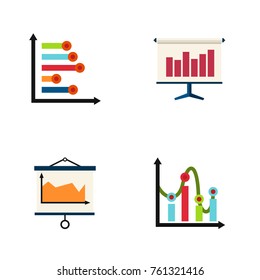 Flat Icon Diagram Set Of Graph, Infographic, Chart And Other Vector Objects. Also Includes Diagram, Canvas, Graph Elements.