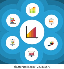 Flat Icon Diagram Set Of Infographic, Monitoring, Graph And Other Vector Objects. Also Includes Bar, Diagram, Graph Elements.