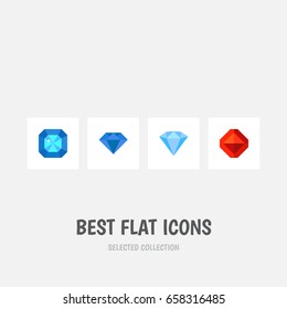 Flat Icon Diamond Set Of Brilliant, Carat, Karat And Other Vector Objects. Also Includes Gem, Jewelry, Brilliant Elements.