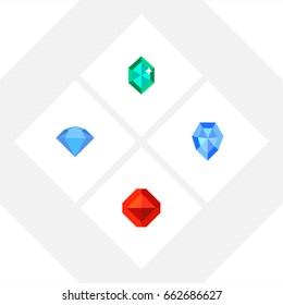 Flat Icon Diamond Set Of Crystal, Gem, Jewel And Other Vector Objects. Also Includes Gem, Diamond, Jewel Elements.