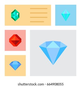 Flat Icon Diamond Set Of Crystal, Karat, Jewel And Other Vector Objects. Also Includes Diamond, Crystal, Gem Elements.