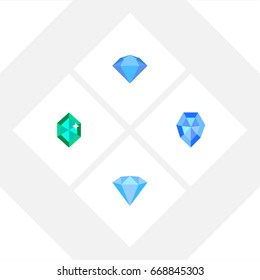 Flat Icon Diamond Set Of Crystal, Karat, Treasure And Other Vector Objects. Also Includes Karat, Jewel, Crystal Elements.