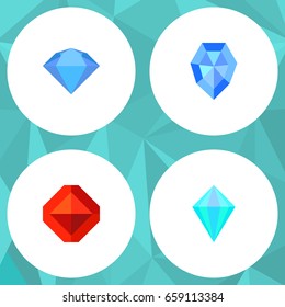 Flat Icon Diamond Set Of Gemstone, Gem, Treasure And Other Vector Objects. Also Includes Gem, Brilliant, Carat Elements.