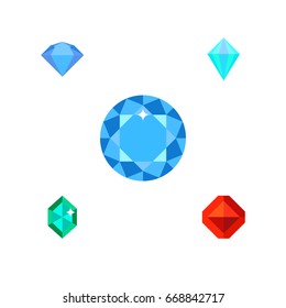 Flat Icon Diamond Set Of Gemstone, Jewel And Other Vector Objects.  Carat Elements.