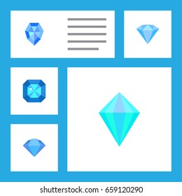 Flat Icon Diamond Set Of Karat, Gemstone, Gem And Other Vector Objects. Also Includes Carat, Crystal, Jewel Elements.
