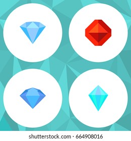 Flat Icon Diamond Set Of Treasure, Gemstone, Karat And Other Vector Objects. Also Includes Karat, Jewelry, Jewel Elements.