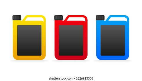 Flat icon with different color canister on white background for packaging design. Vector illustration.