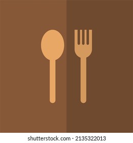 flat icon. dining area icon. dining area sign. restaurant sign. fork and spoon stand parallel