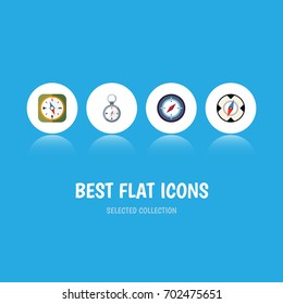 Flat Icon Direction Set Of Instrument, Magnet Navigator, Direction And Other Vector Objects. Also Includes Navigator, Orientation, Direction Elements.