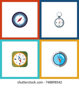 Flat Icon Direction Set Of Orientation, Geography, Instrument And Other Vector Objects. Also Includes Compass, Geography, Direction Elements.