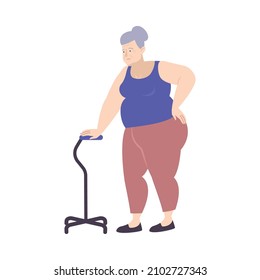 Flat icon with disabled overweight senior woman vector illustration