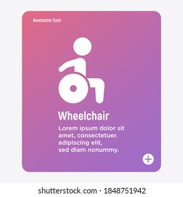 Flat icon of disabled in wheelchair. Vector illustration.