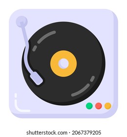 Icono plano del reproductor de disco o diseño vectorial dj