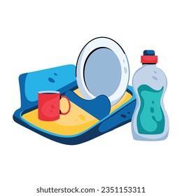 Icono plano del detergente lavavajillas 