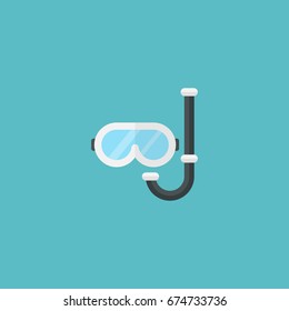 Flat Icon Diving Mask Element. Vector Illustration Of Flat Icon Aqualung Isolated On Clean Background. Can Be Used As Aqualung, Diving And Mask Symbols.